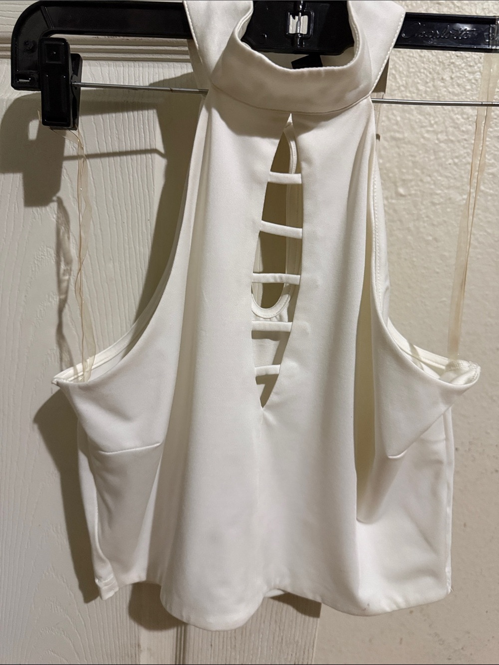 Windsor White Halter Crop Top with Ladder Back Detail